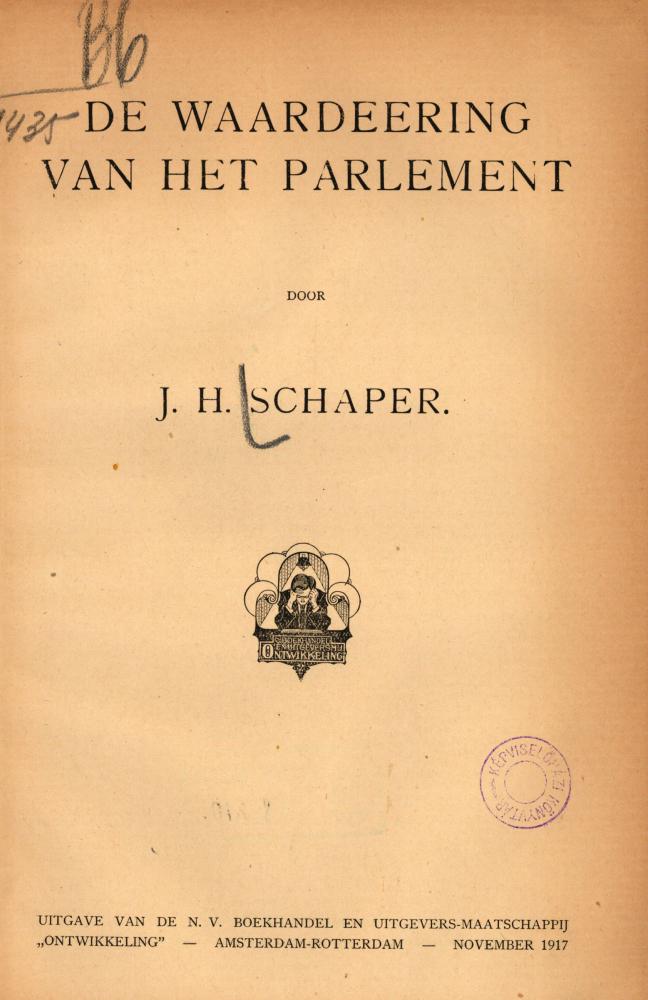 Jan Schaper: De waardering van het parlement