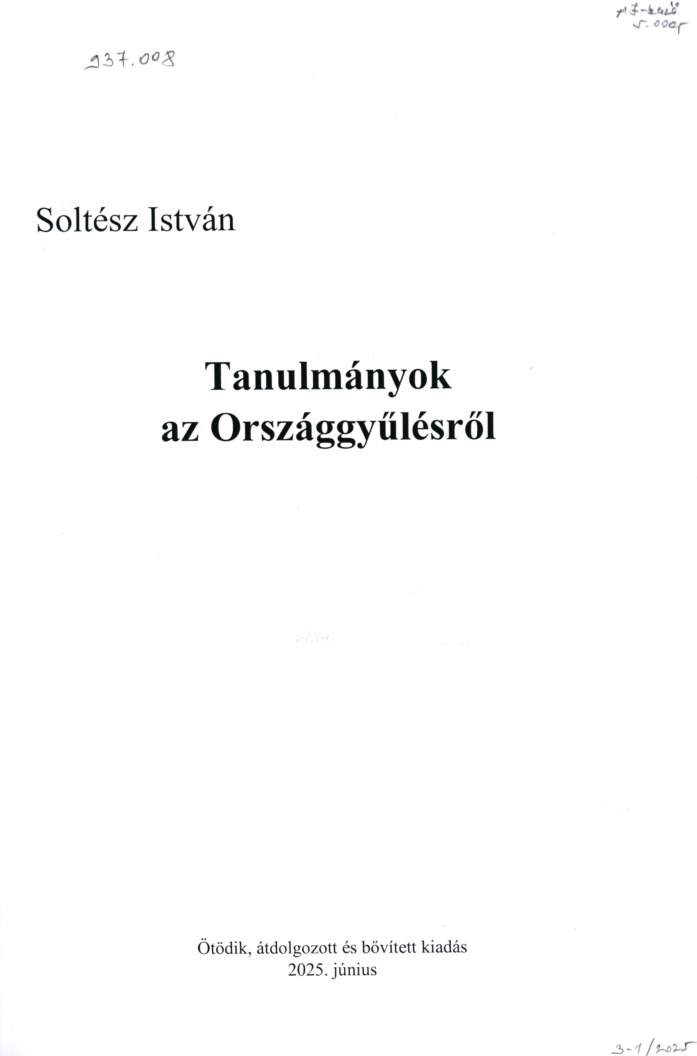 Tanulmányok az Országgyűlésről